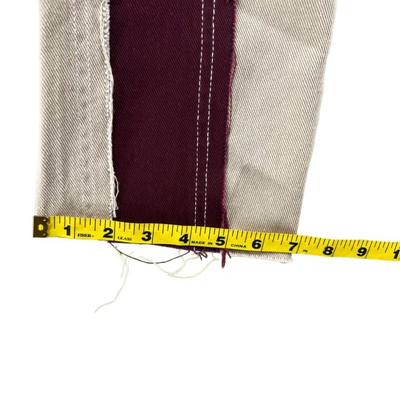 Empty Soda Patchwork Jeans Womens Maroon White Tan Denim Size S - Picture 10 of 11